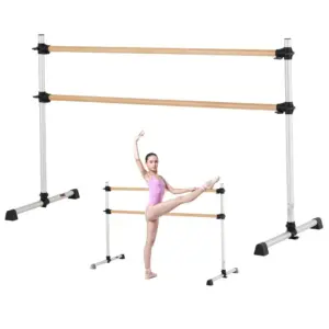 VEVOR 6 Ft Double Beechwood Ballet Barre Portable front view