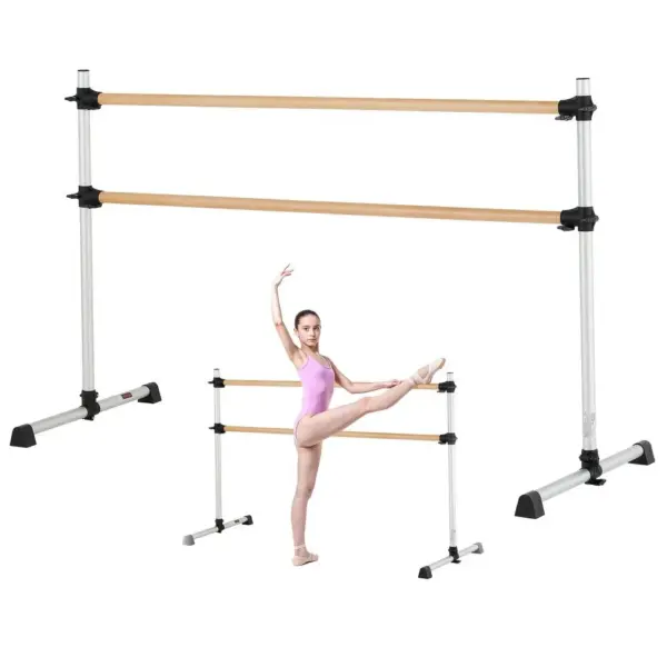 VEVOR 6 Ft Double Beechwood Ballet Barre Portable front view