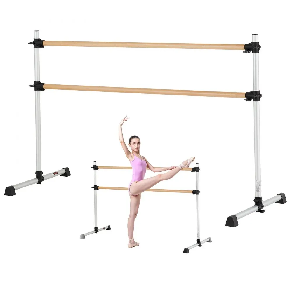 VEVOR 6 Ft Double Beechwood Ballet Barre Portable front view