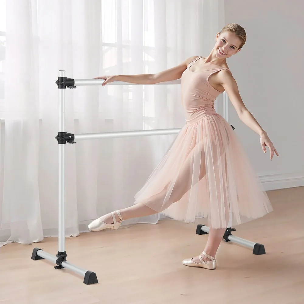 VEVOR 4 Ft Aluminum Double Ballet Barre Portable installation