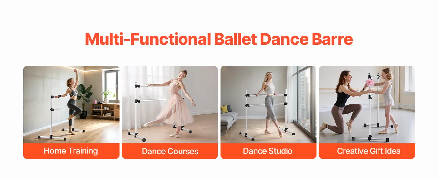 VEVOR 4 Ft Aluminum Double Ballet Barre Portable stable frame detail 3