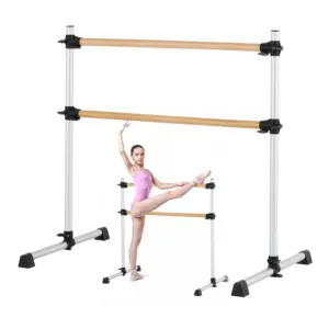 VEVOR 4 Ft Double Beechwood Ballet Barre Portable front view