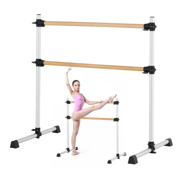 VEVOR 4 Ft Double Beechwood Ballet Barre Portable front view