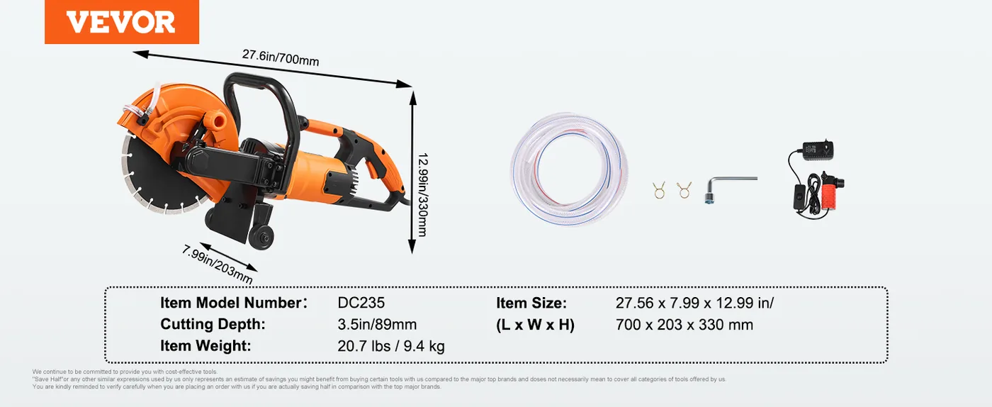 VEVOR Electric Concrete Saw 9inch feature 4