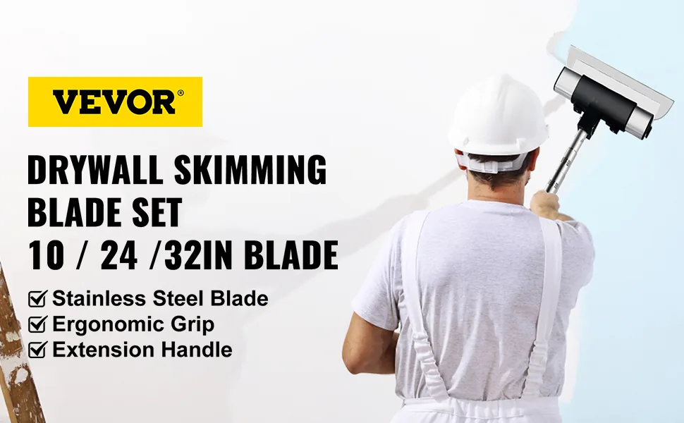 VEVOR Skimming Blade Set With Handle 3 Pcs 10 inch，24 inch，3 overview