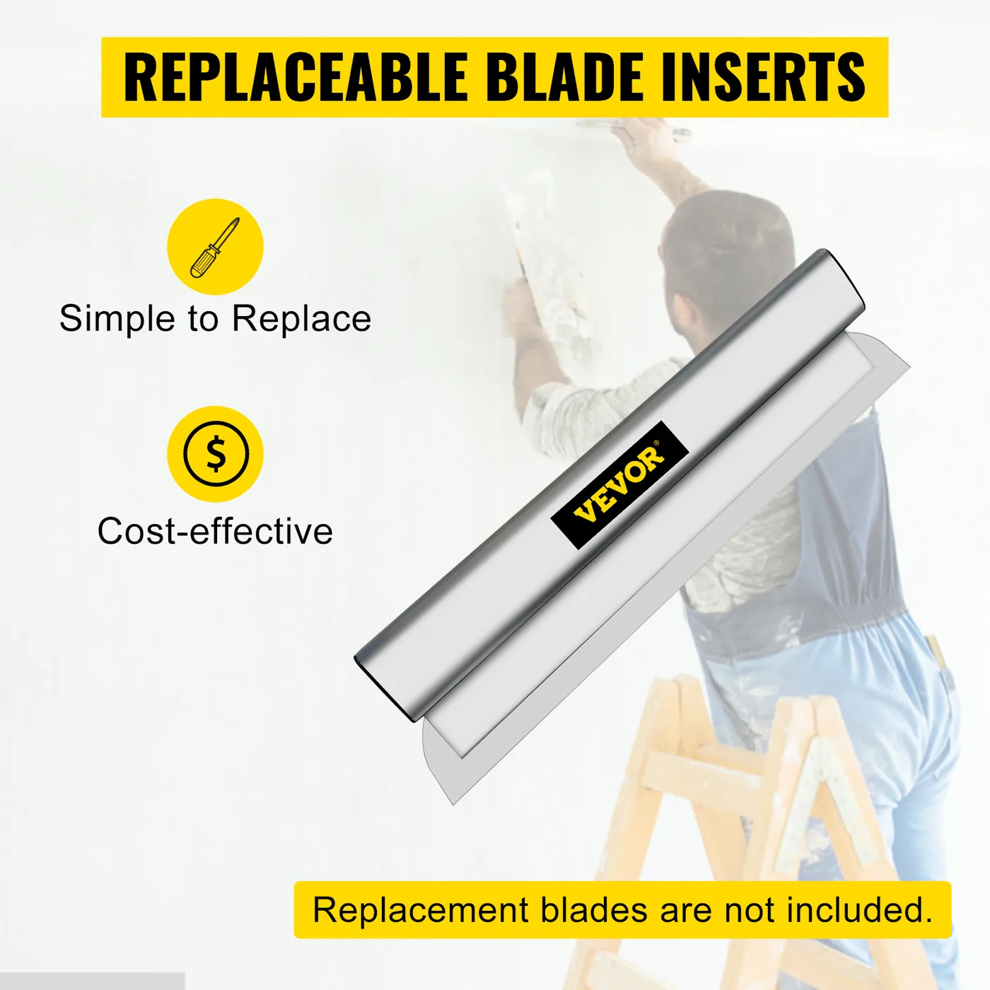 VEVOR Skimming Blade Set With Handle 3 Pcs 10 inch，24 inch，3 feature 5