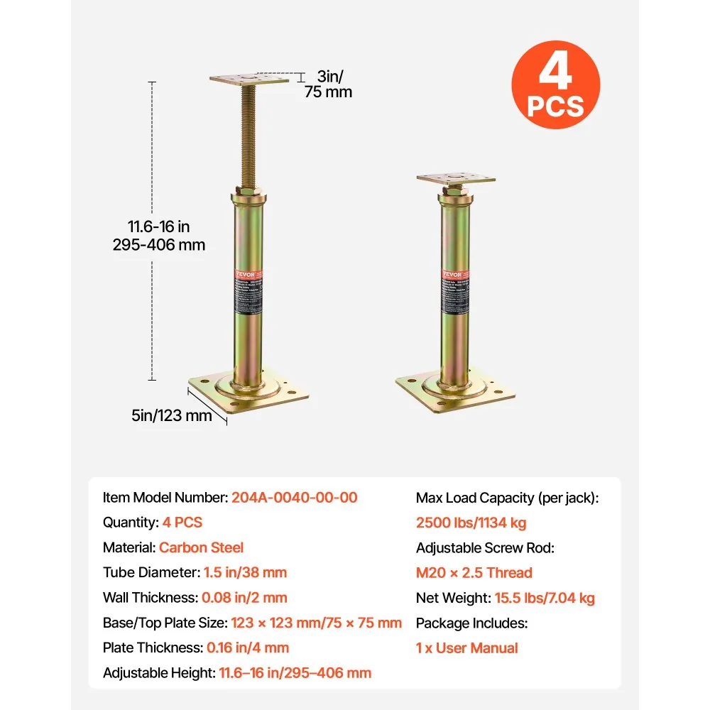 VEVOR house floor jack package contents