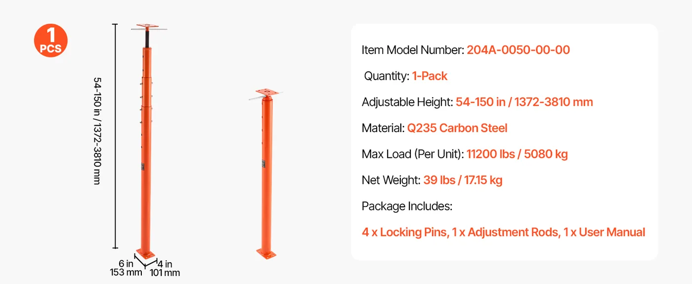 VEVOR floor jack supporting patio and beams