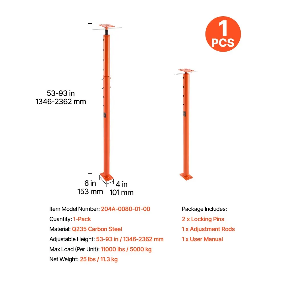VEVOR house floor jack package contents