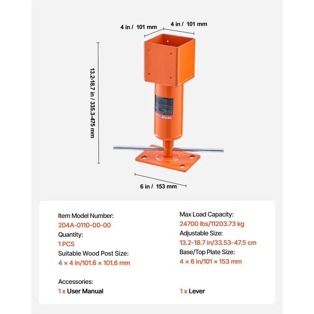 VEVOR house floor jack package contents