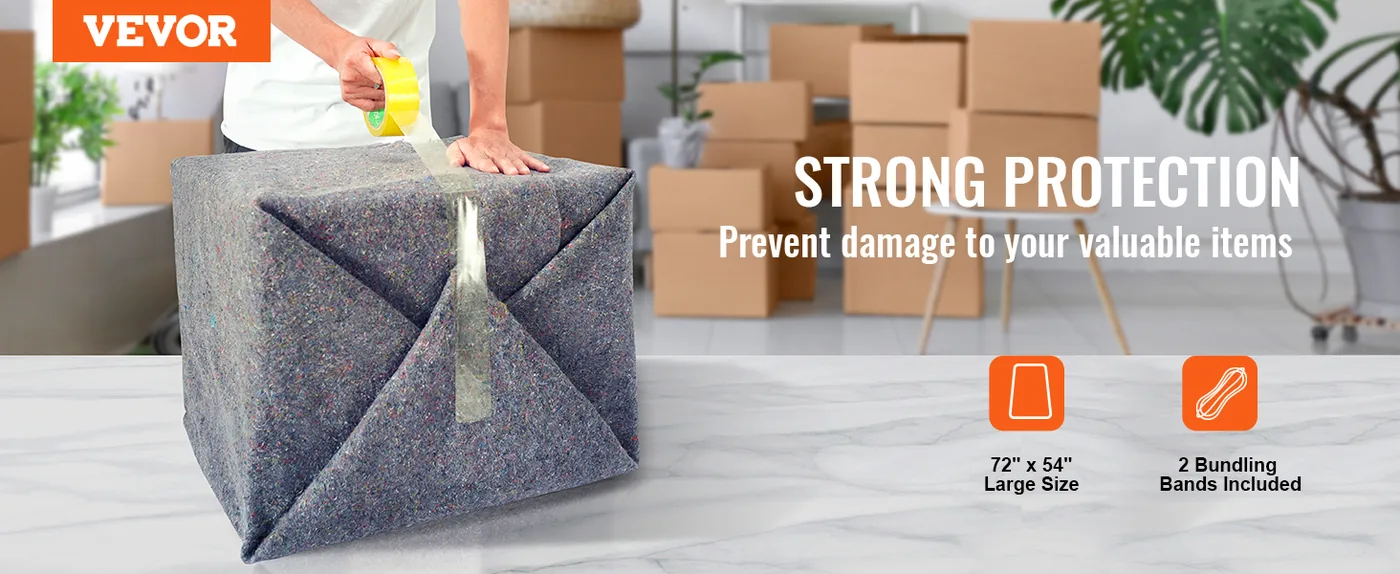 VEVOR Moving Blankets 72x54 inch 12pcs 21lbs/dz overview
