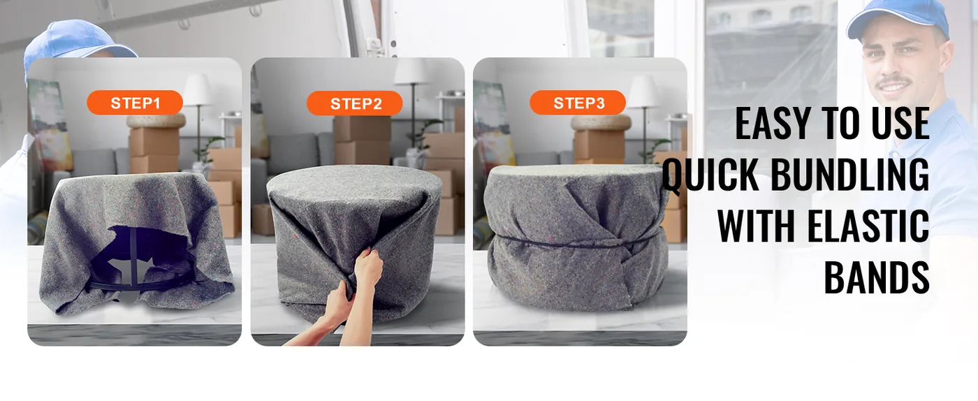 VEVOR Moving Blankets 72x54 inch 12pcs 21lbs/dz feature 4