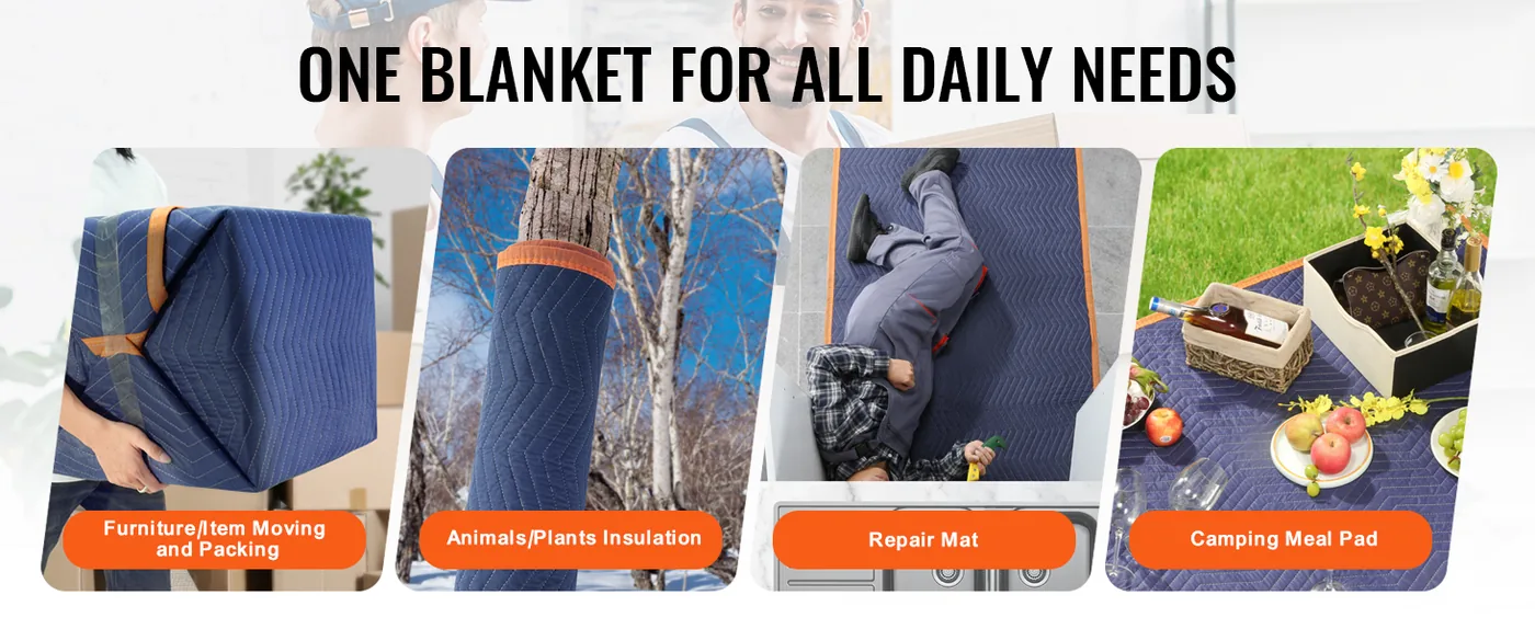 VEVOR Moving Blankets 80x72 inch 12pcs 65lbs/dz feature 3