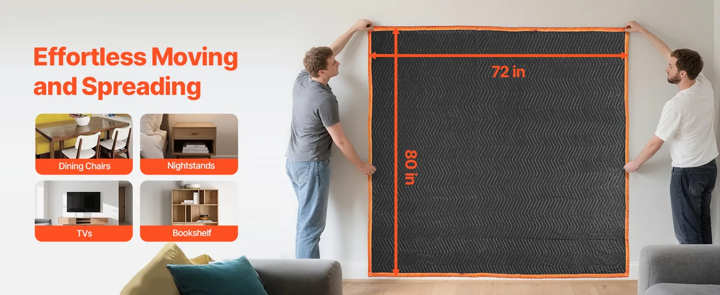 VEVOR Moving Blankets 6 Pcs 80x72 inch 6pcs 35lbs/dz Ideal Size