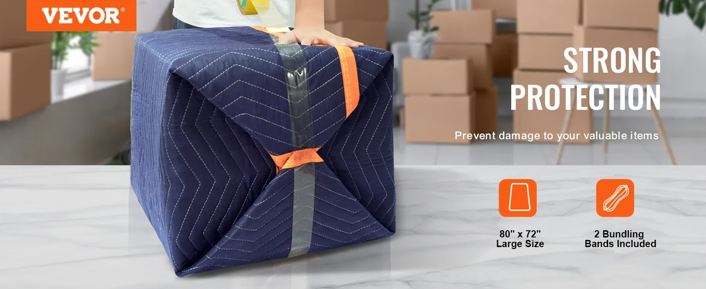 VEVOR Moving Blankets 80x72 inch 12pcs 35lbs/dz overview
