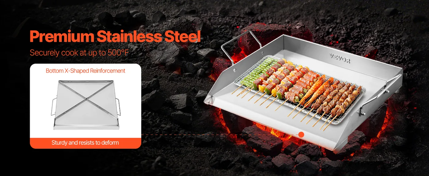 VEVOR Stainless Steel Griddle 18*16 inch Single-layer Stainl Sturdy Material