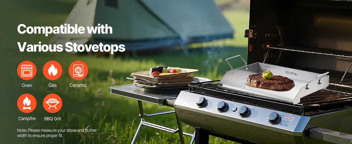 VEVOR Stainless Steel Griddle 18*16 inch Single-layer Stainl Highy Compatible