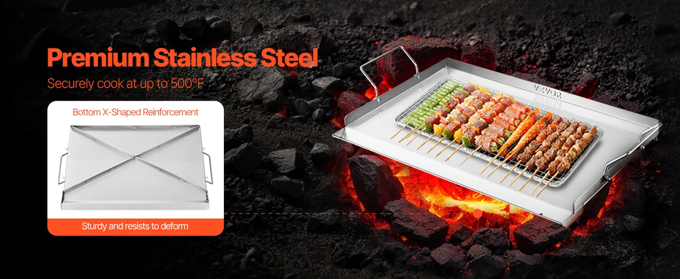 VEVOR Stainless Steel Griddle 23*16 inch Single-layer Stainl Sturdy Material