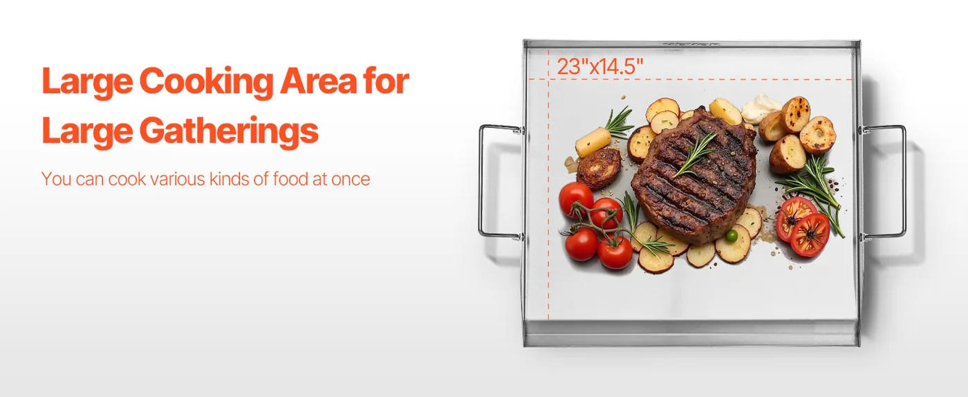 VEVOR Stainless Steel Griddle 23*16 inch Single-layer Stainl Cooking Area