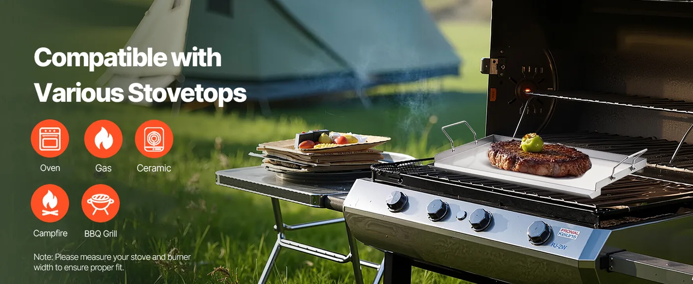 VEVOR Stainless Steel Griddle 23*16 inch Single-layer Stainl Highy Compatible