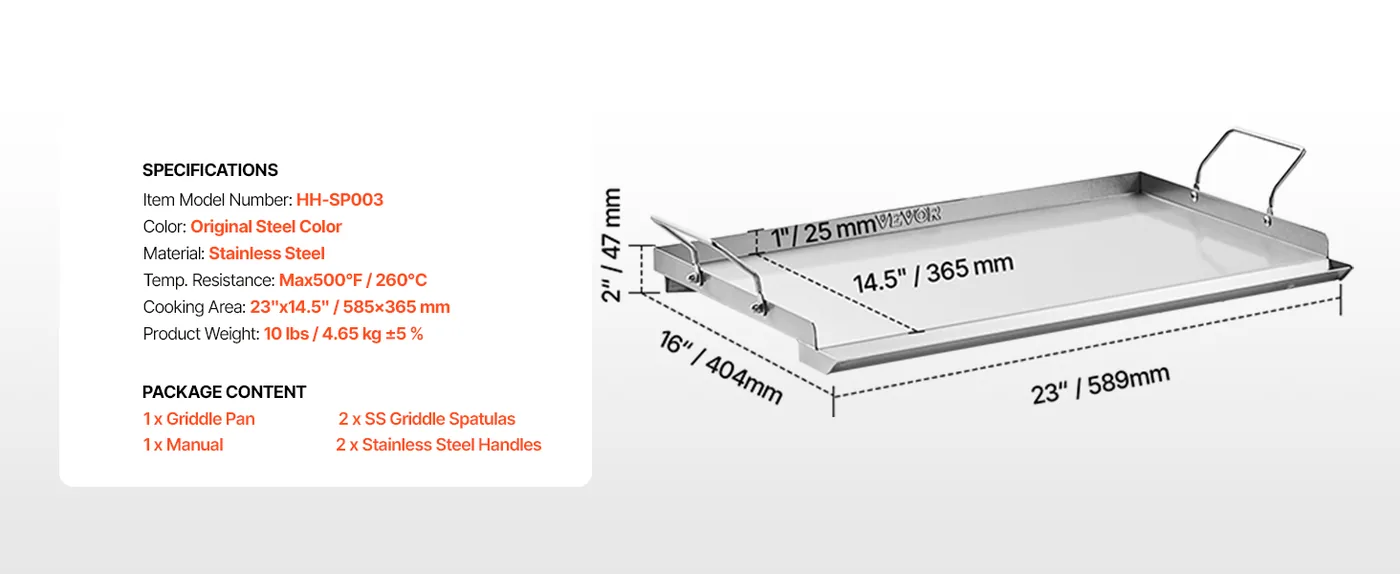 VEVOR Stainless Steel Griddle 23*16 inch Single-layer Stainl feature 1