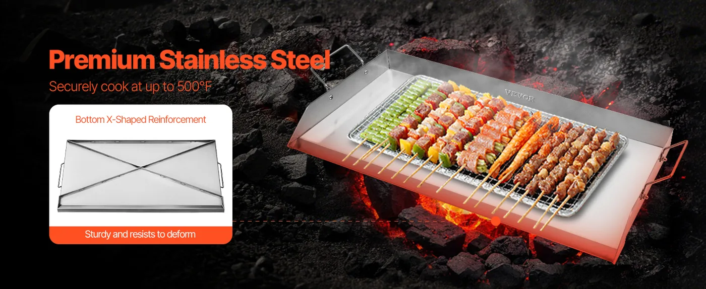 VEVOR Stainless Steel Griddle 32*17 inch Single-layer Stainl Sturdy Material