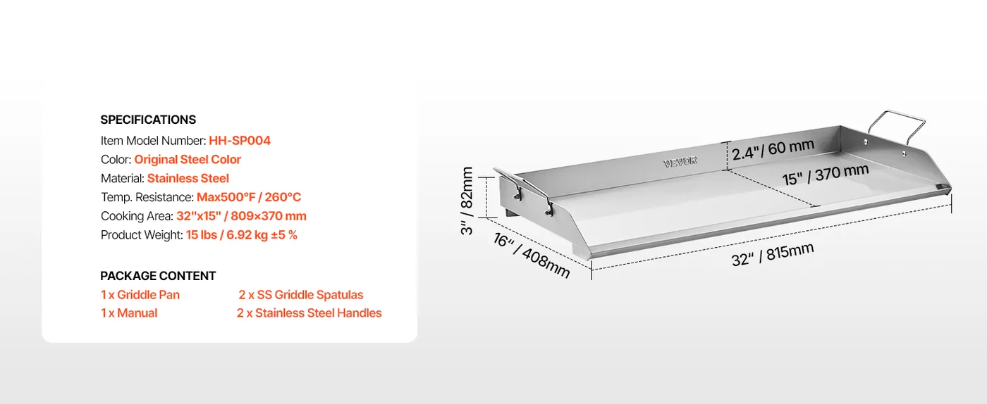 VEVOR Stainless Steel Griddle 32*17 inch Single-layer Stainl feature 1