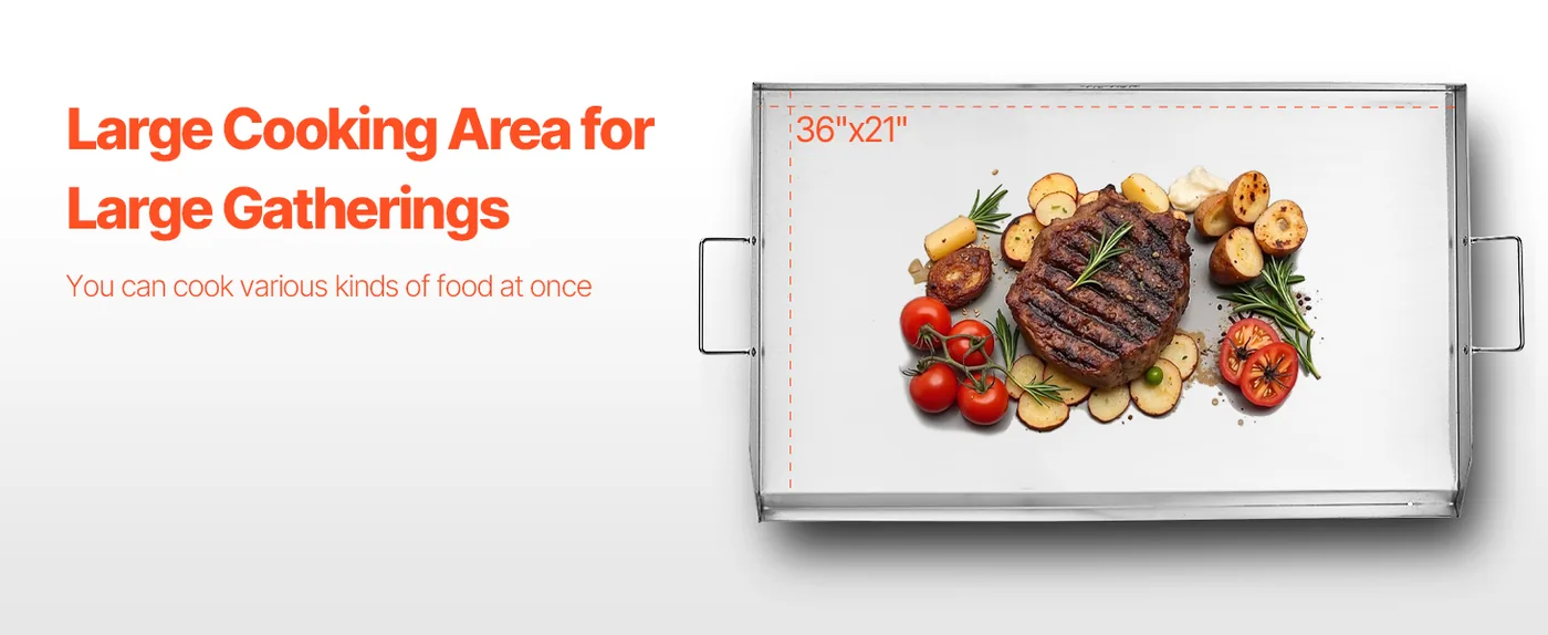 VEVOR Stainless Steel Griddle 36*22 inch Single-layer Stainl Cooking Area