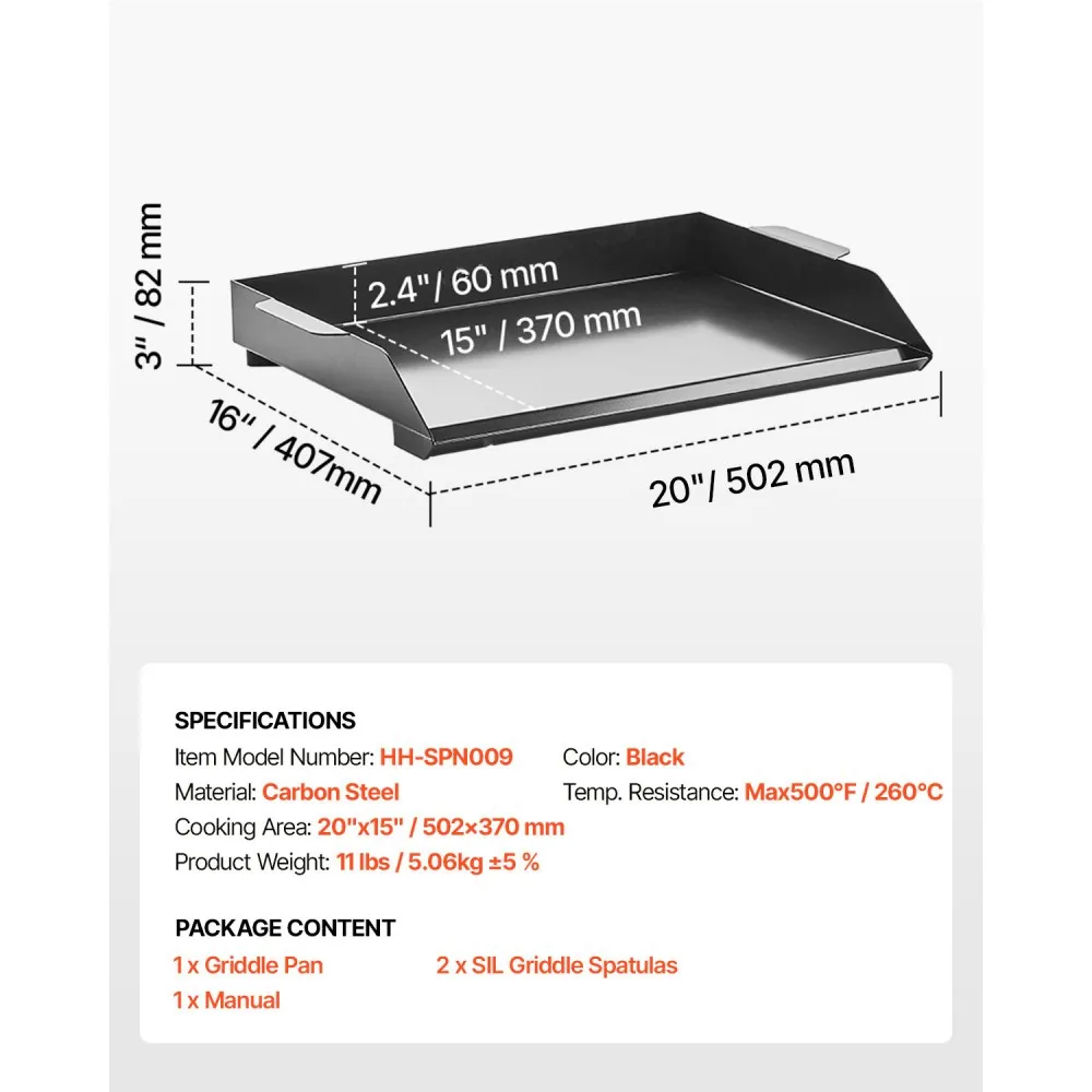 VEVOR Carbon Steel Griddle 20*16 inch Single-layer Carbon St product image 7