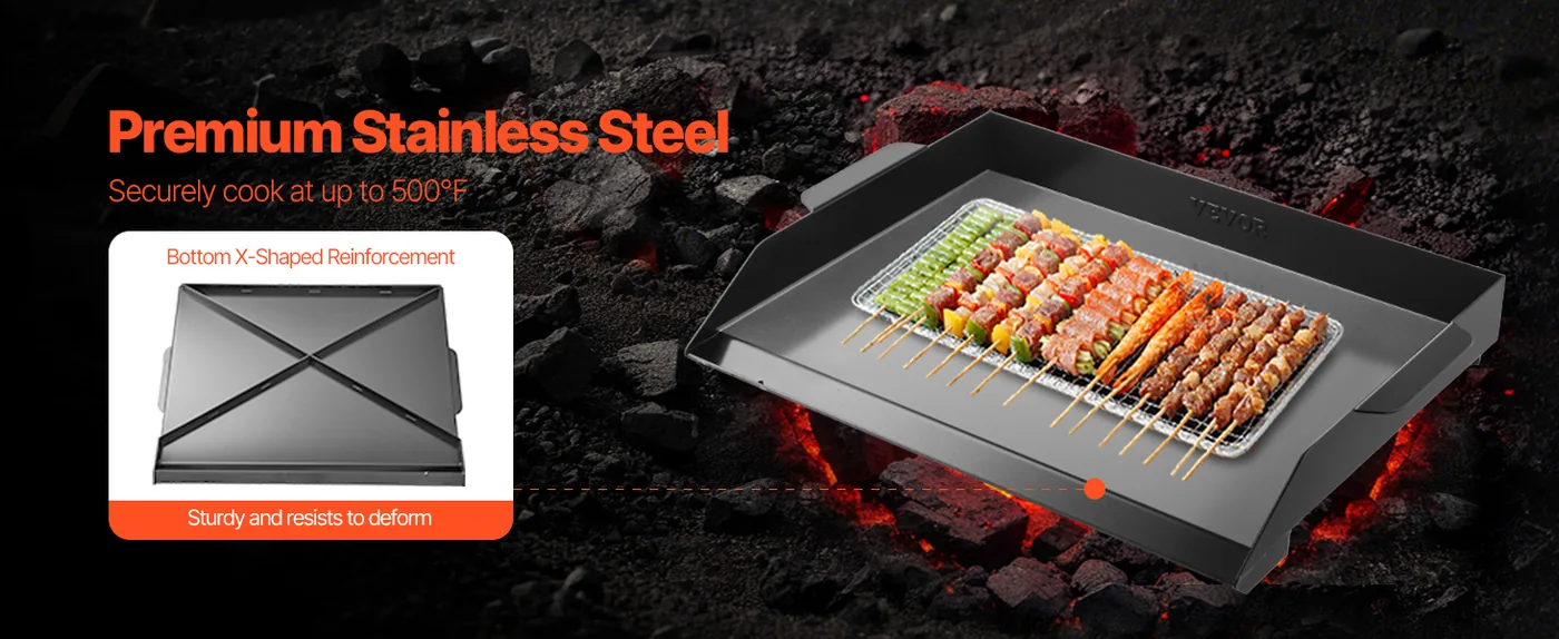 VEVOR Carbon Steel Griddle 20*16 inch Single-layer Carbon St Sturdy Material