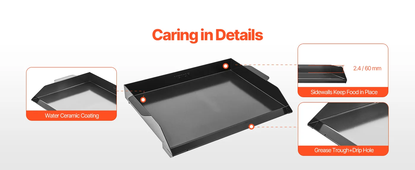 VEVOR Carbon Steel Griddle 20*16 inch Single-layer Carbon St Intimate Details