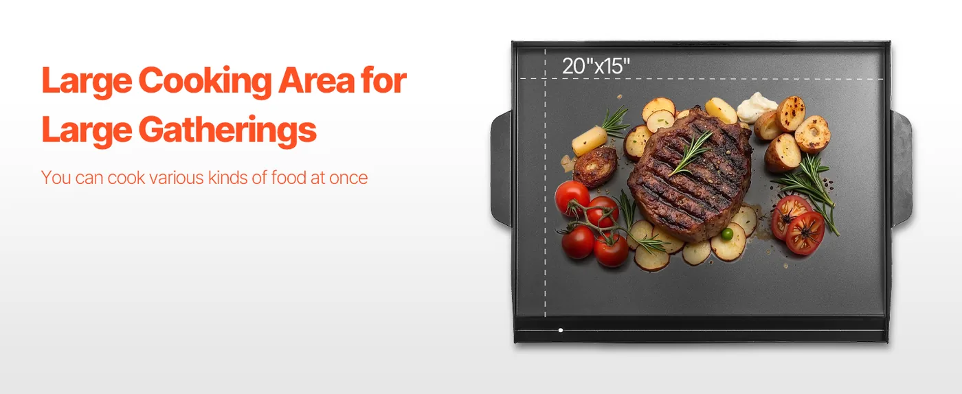VEVOR Carbon Steel Griddle 20*16 inch Single-layer Carbon St Cooking Area