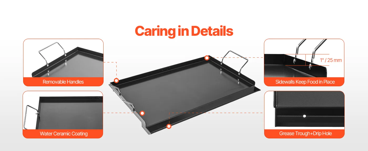 VEVOR Carbon Steel Griddle 24*16 inch Single-layer Carbon St Intimate Details