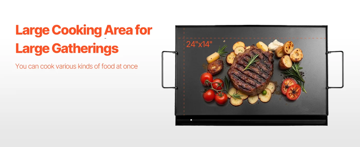 VEVOR Carbon Steel Griddle 24*16 inch Single-layer Carbon St Cooking Area