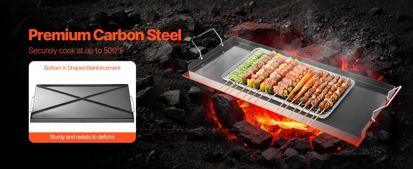VEVOR Carbon Steel Griddle 32*14 inch Single-layer Carbon St Sturdy Material