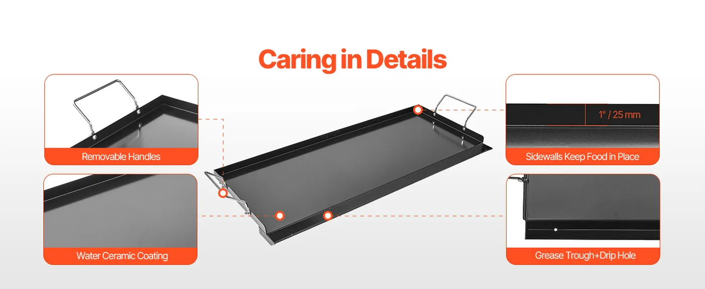 VEVOR Carbon Steel Griddle 32*14 inch Single-layer Carbon St Intimate Details