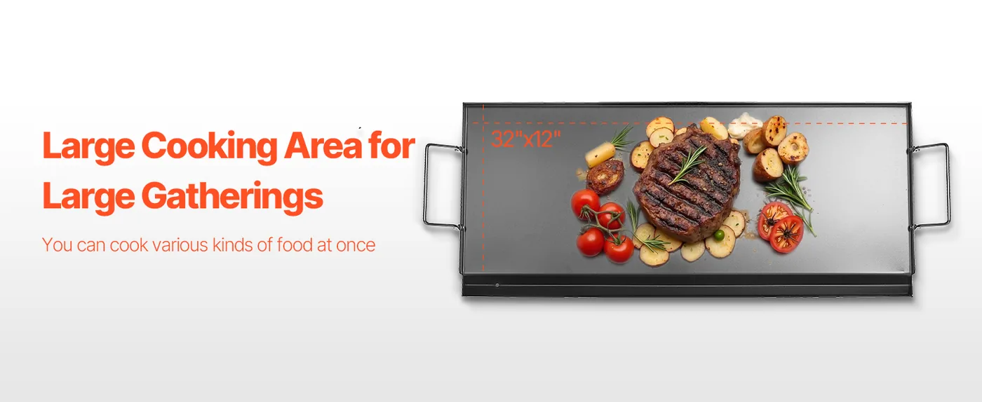 VEVOR Carbon Steel Griddle 32*14 inch Single-layer Carbon St Cooking Area