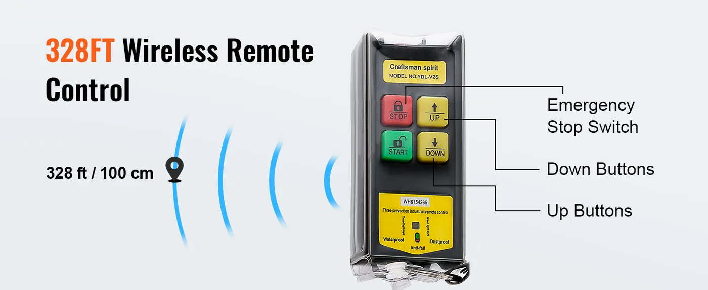 VEVOR 2200 lbs Wireless Attic Lift 5.2 ft Easy Handle Control