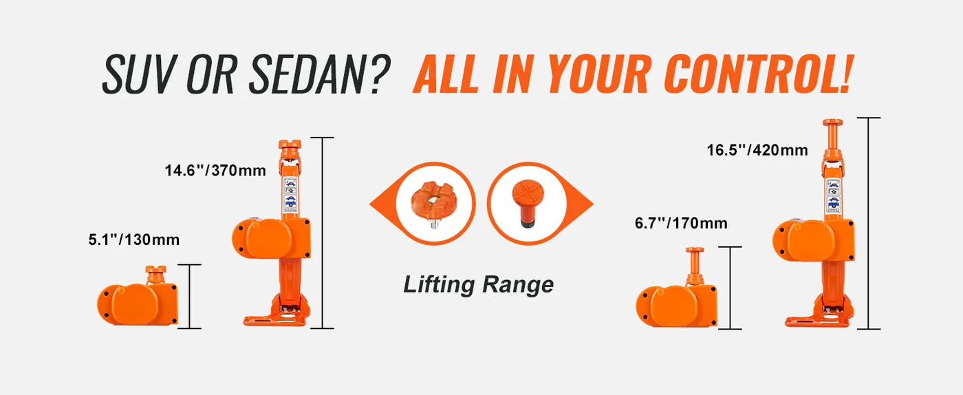 VEVOR Electric Car Jack With Impact Wrench Lifting Range