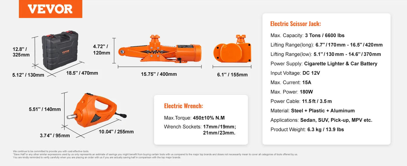 VEVOR Electric Car Jack With Impact Wrench feature 1
