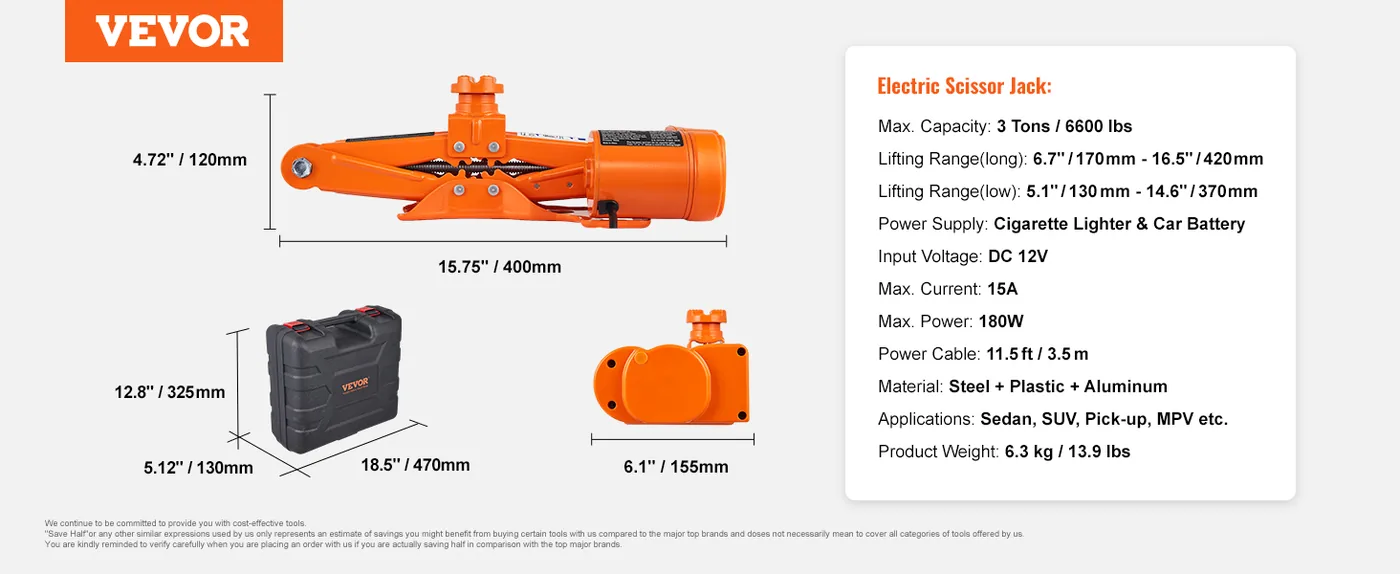 VEVOR Electric Car Jack Without Impact Wrench feature 1
