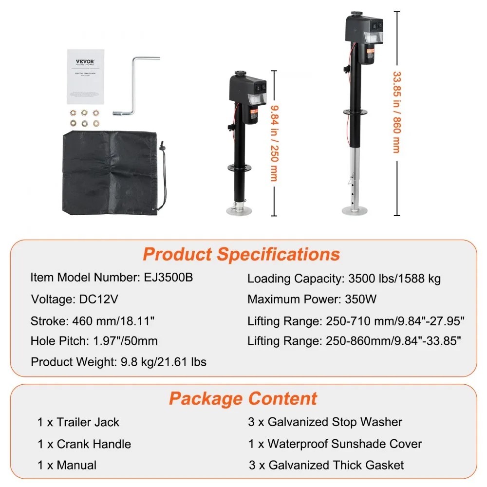 VEVOR Electric Trailer Jack 3500lbs product image 7