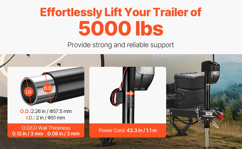 VEVOR Electric Trailer Jack 5000lbs overview