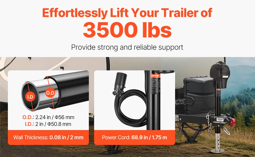 VEVOR Electric Trailer Jack 3500lbs overview