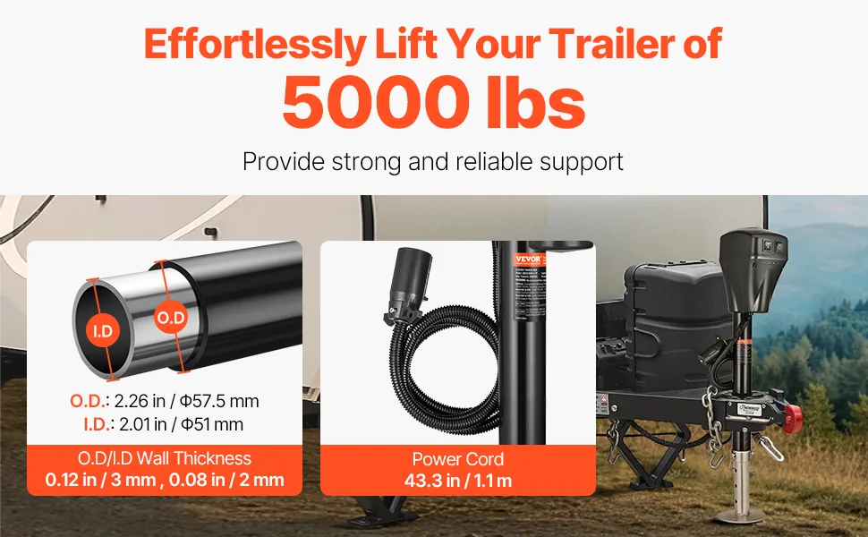 VEVOR Electric Trailer Jack 5000lbs overview