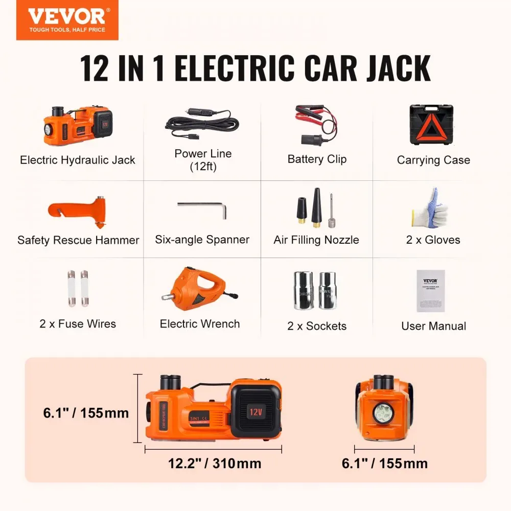 VEVOR electric jack package contents