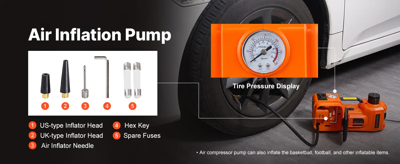 VEVOR 5 Ton Electric Car Jack with Impact Wrench Quick Tire Inflation