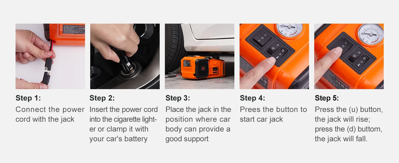 VEVOR 5 Ton Electric Car Jack with Impact Wrench How to Use