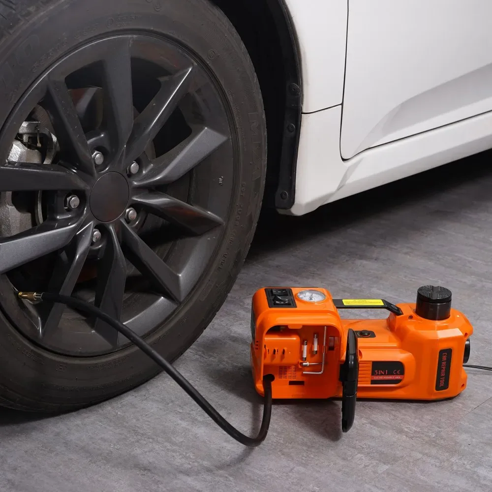 VEVOR 5 Ton Electric Car Jack with Tire Inflator installation