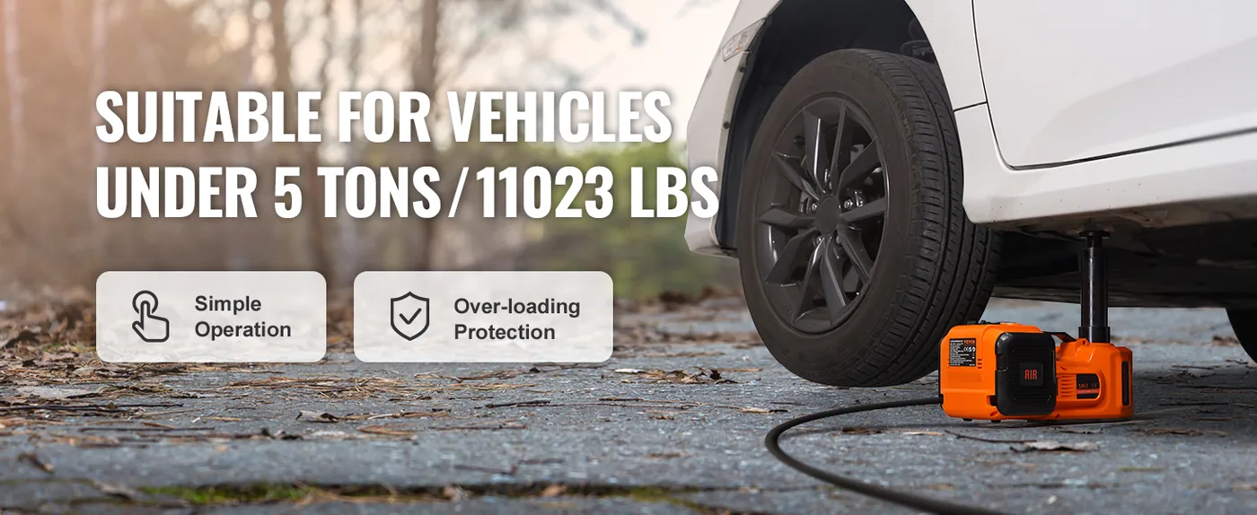 VEVOR 5 Ton Electric Car Jack with Tire Inflator overview